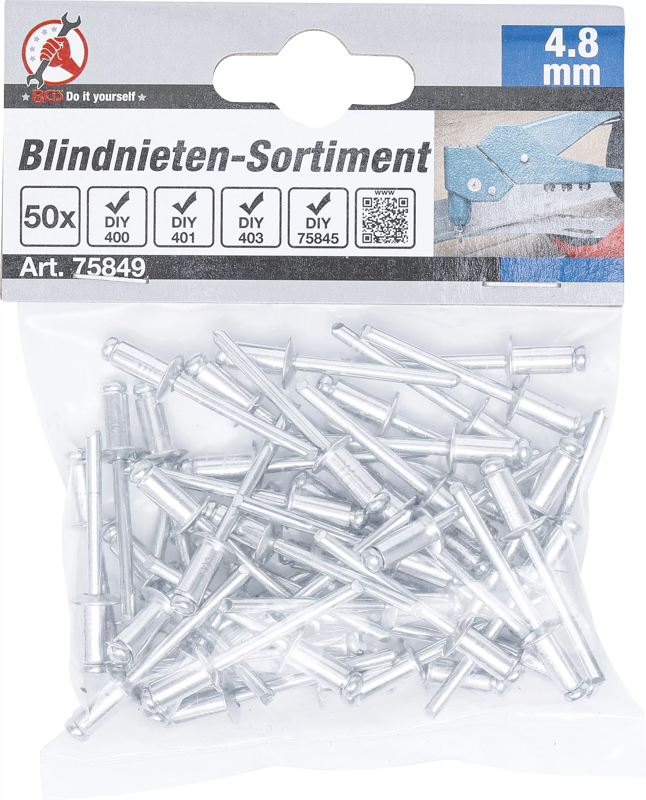 Blindnieten-Sortiment | Ø 4,8 mm | 50-tlg.