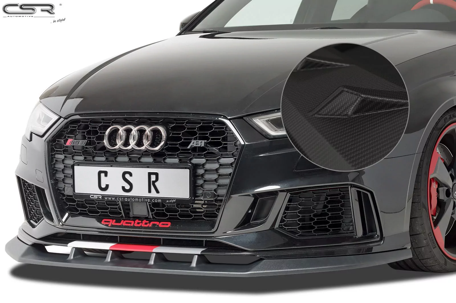 Cup-Spoilerlippe mit ABE für Audi RS3 8V CSL322-M Carbon Look (matt)