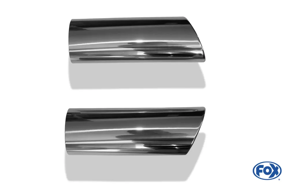 Anschweißendrohr Typ 38 - Rechts & Links  106x71 mm / Länge: 300 mm - oval  - 1x seitlich nach rechts und 1x seitlich nach links abgeschrägt / eingerollt / ohne Absorber