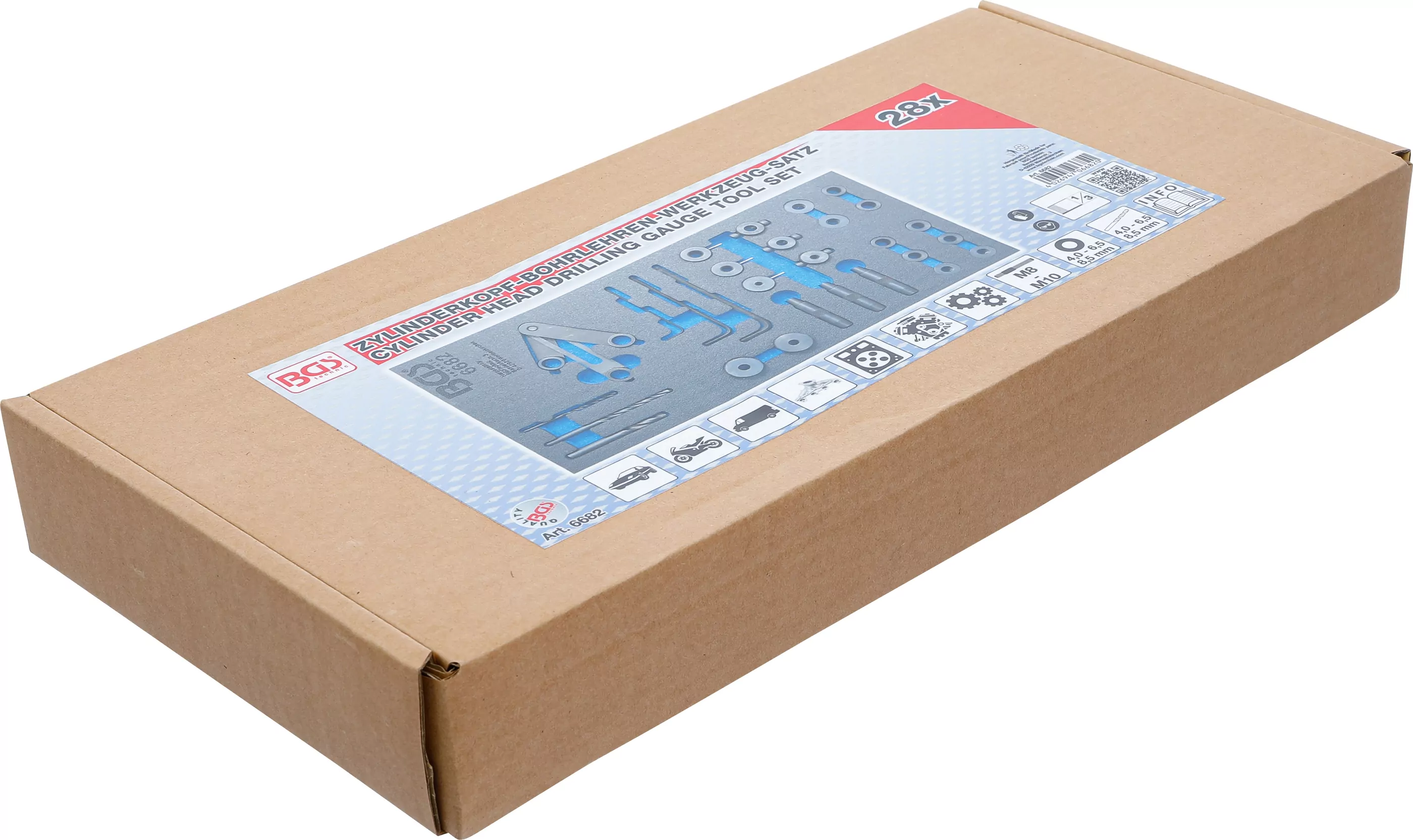 Werkstattwageneinlage 1/3: Zylinderkopf-Bohrlehren-Werkzeug-Satz | 28-tlg.