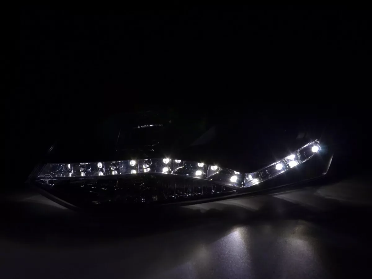 Scheinwerfer Set Daylight LED TFL-Optik VW Polo Typ 6R Bj. 2010- schwarz für Rechtslenker