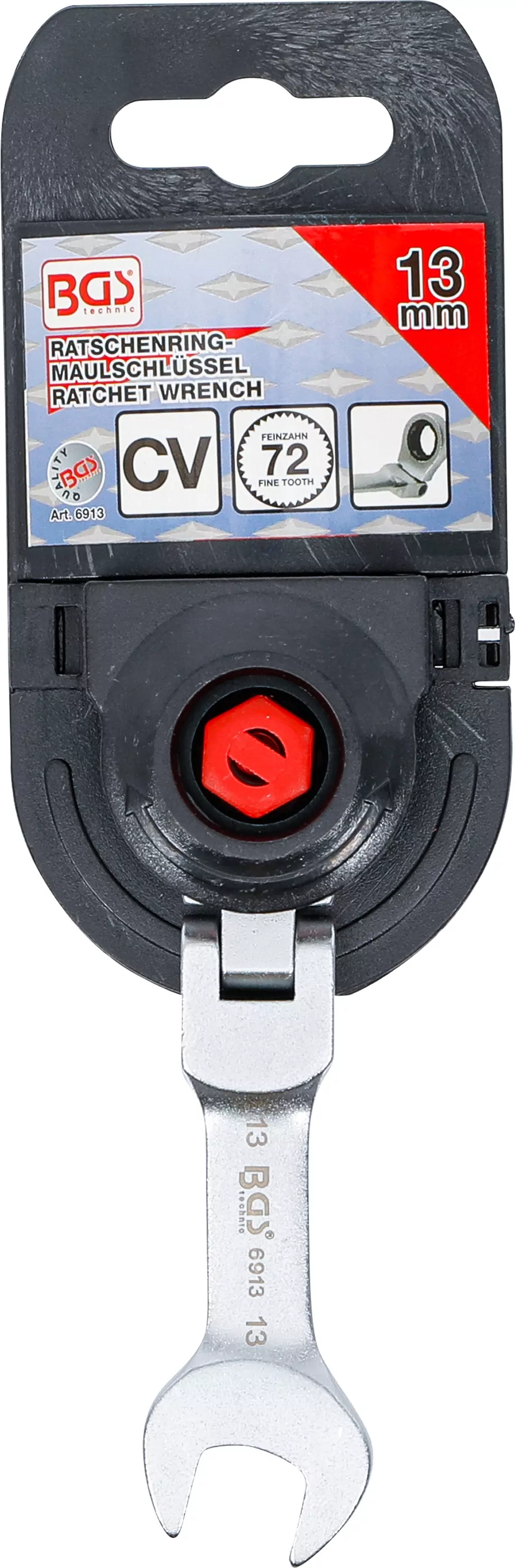 Ratschenring-Maulschlüssel | kurz | abwinkelbar | SW 13 mm