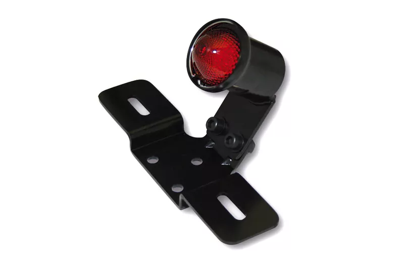 SHIN YO Old School TYP3 LED Taillight Black, Red Glass, With Number Plate Holder, E-Approved (1pc)