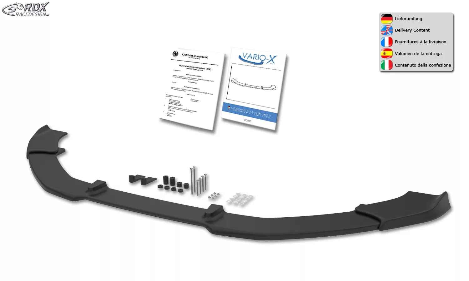 RDX Frontspoiler VARIO-X für AUDI RS4 B8 Frontlippe Front Ansatz Vorne Spoilerlippe