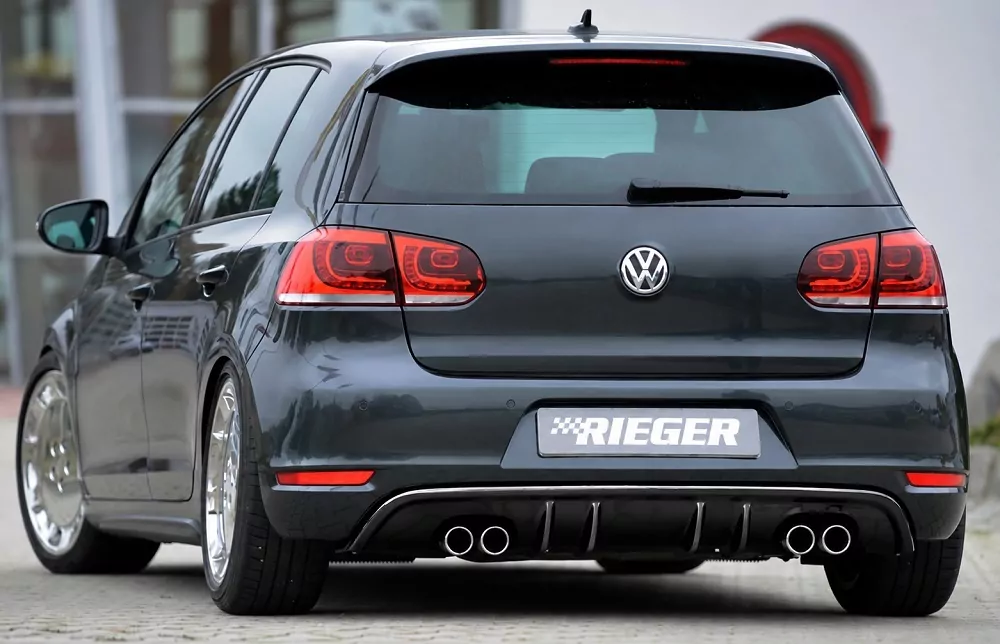 Rieger Heckeinsatz mit 2 Doppelfinnen glanz schwarz für VW Golf 6  10.08-