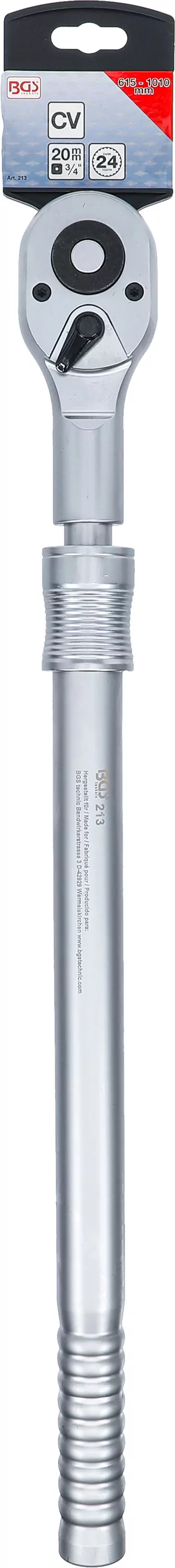 Umschaltknarre, ausziehbar | Abtrieb Außenvierkant 20 mm (3/4") | 600 - 985 mm