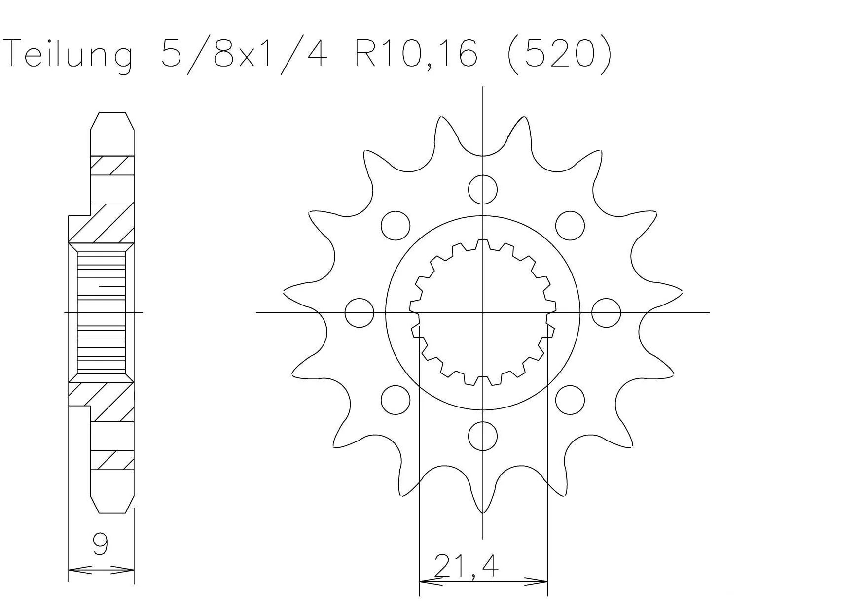 Ritzel 17 Zähne Teilung 520