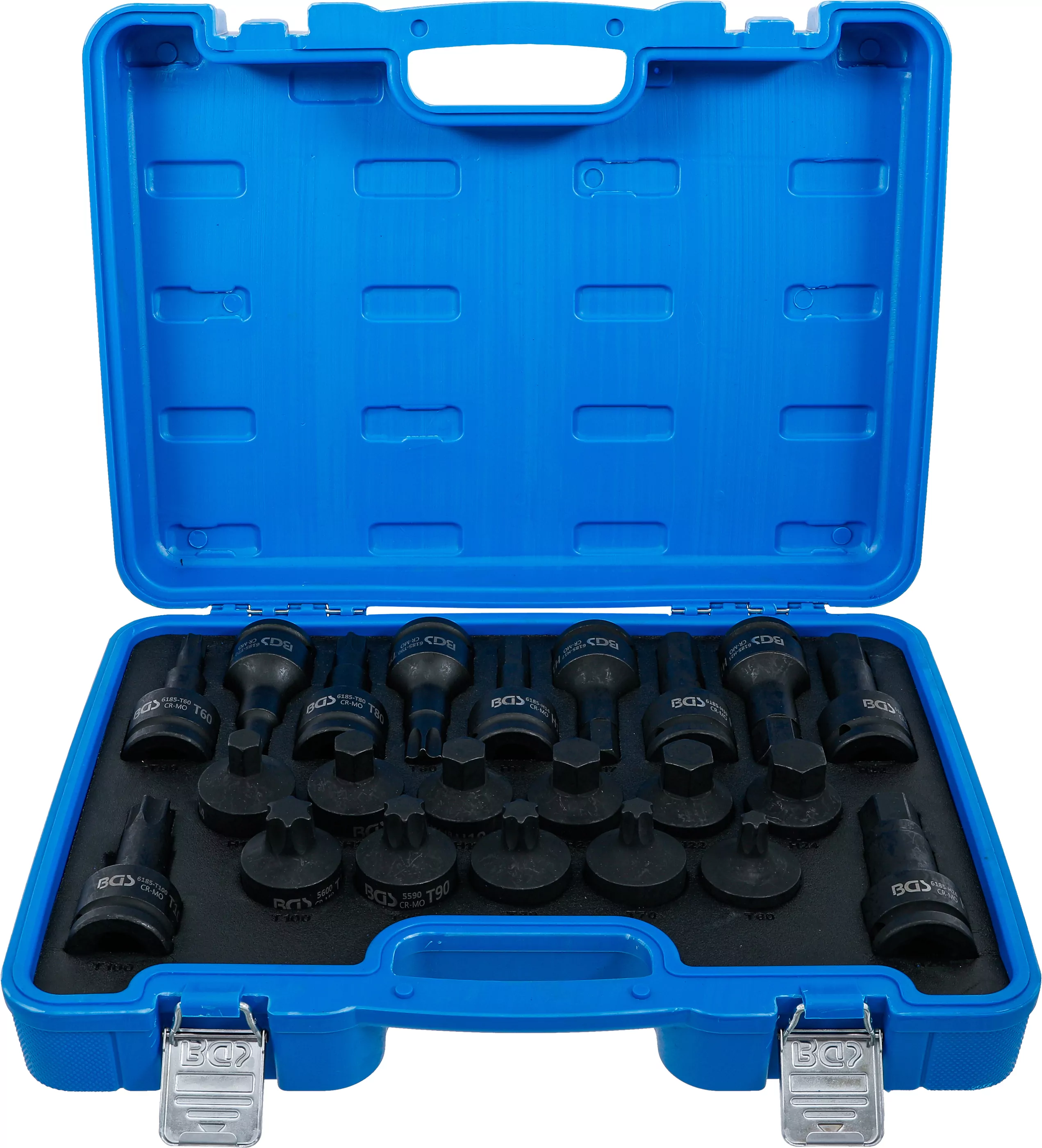 Kraft-Bit-Einsatz-Satz | Antrieb Innenvierkant 20 mm (3/4") | Innensechskant, T-Profil (für Torx) | 22-tlg.