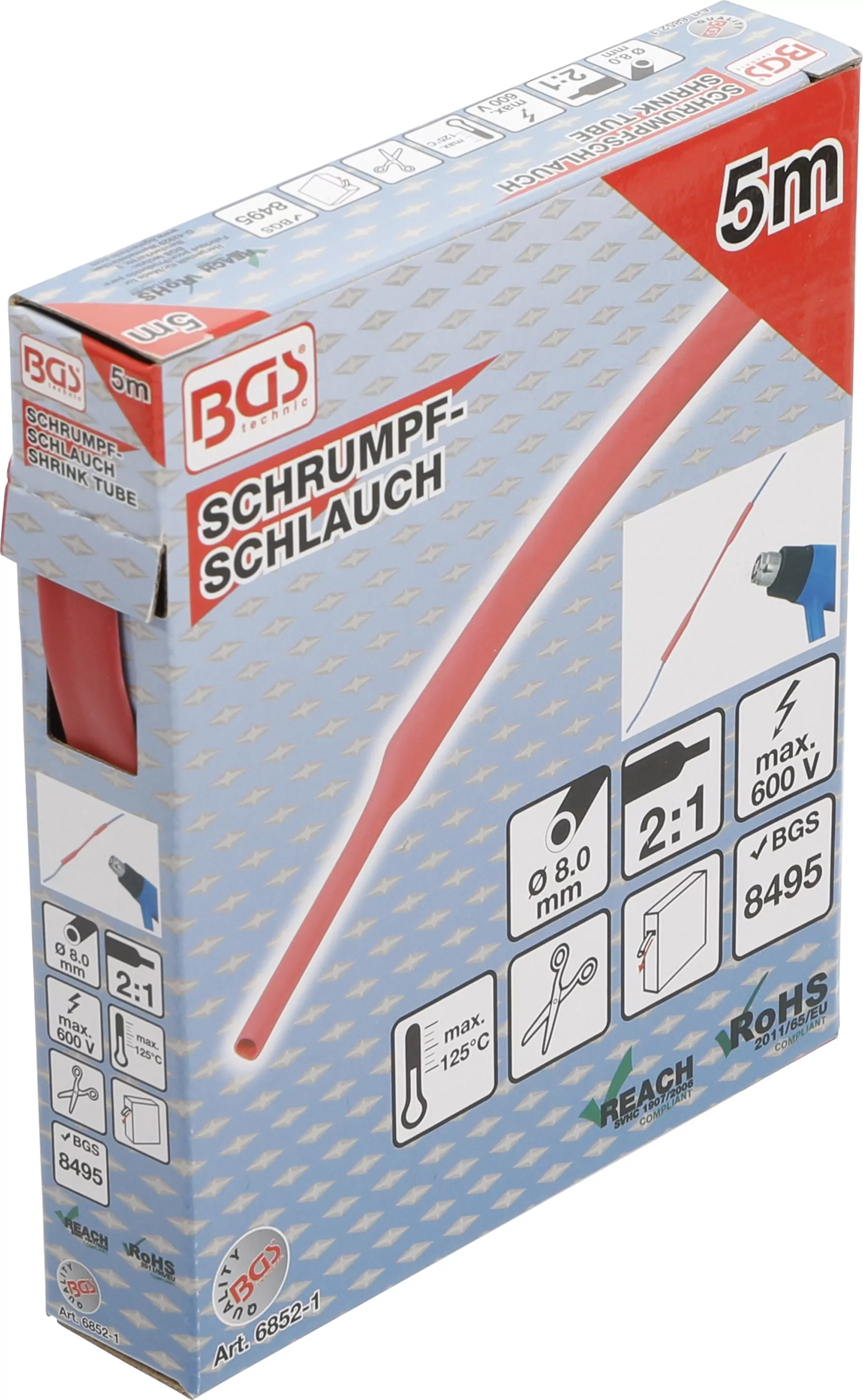 Schrumpfschlauch-Box | rot | Ø 8 mm | 5 m