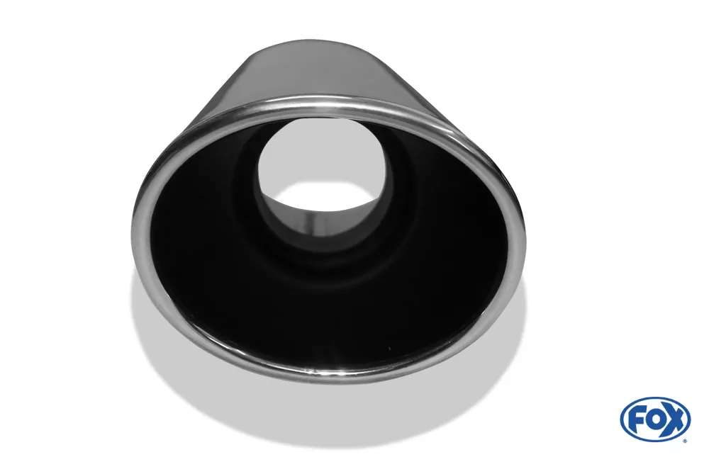 Anschweißendrohr Typ 44  129x106 mm / Länge: 300 mm  - oval / eingerollt / 19° abgeschrägt / mit lang gezogener Tulpe