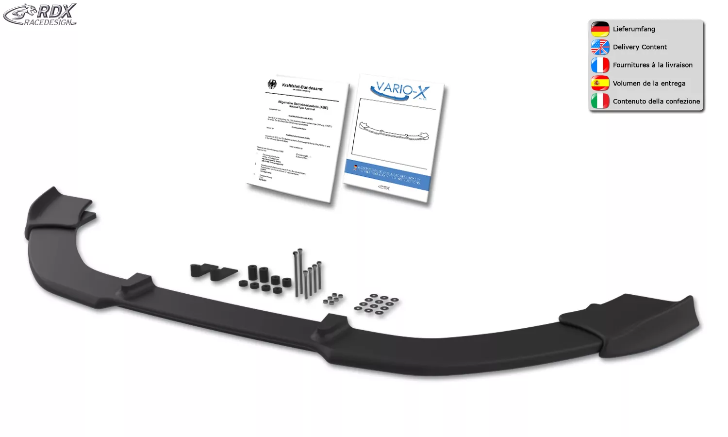 RDX Frontspoiler VARIO-X für PEUGEOT 308 (Typ L) GT / GTi Frontlippe Front Ansatz Vorne Spoilerlippe