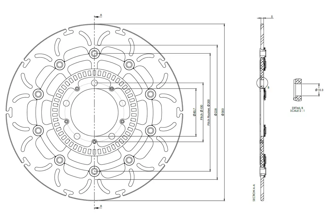 alpha Technik Bremsscheibe Omega-Design ABD33 hinten für Kawasaki ER6f ER6n Versys 750