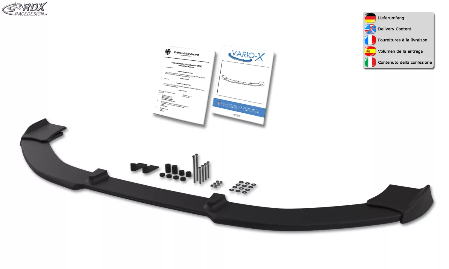 RDX Frontspoiler VARIO-X für VW Polo 2G Frontlippe Front Ansatz Vorne Spoilerlippe