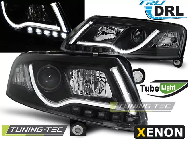 XENON HEADLIGHTS TUBE LIGHT DRL BLACK fits AUDI A6 C6 04-08