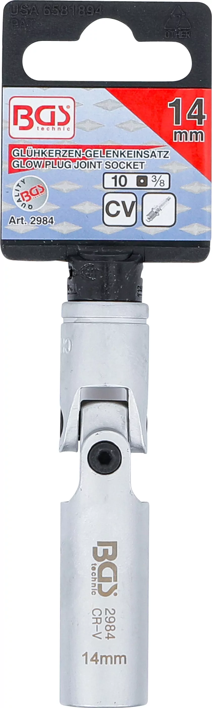 Glühkerzen-Gelenk-Einsatz Sechskant | Antrieb Innenvierkant 10 mm (3/8") | SW 14 mm