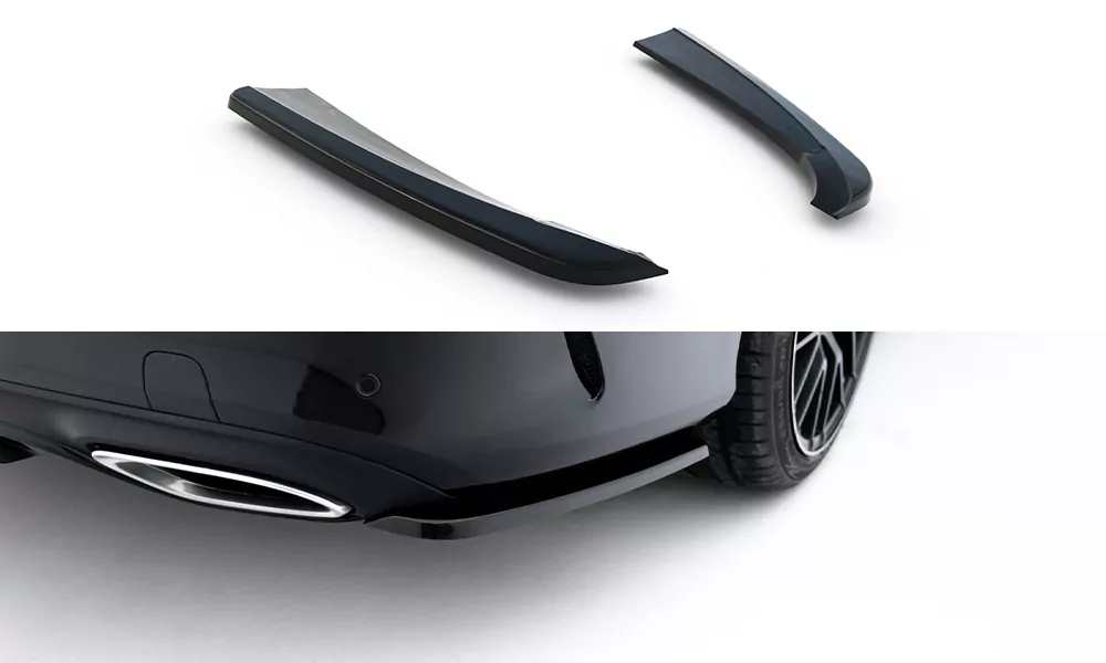 Heck Ansatz Flaps Diffusor Passend Für Diffusor Passend Für MERCEDES- BENZ C-KLASSE W205 COUPE AMG-LINE Schwarz Hochglanz Schwarz Hochglanz