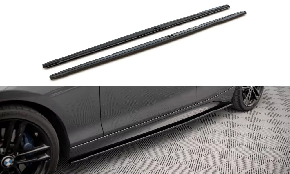 Seitenschweller Ansatz Passend Für V.2 Passend Für BMW 1er F20/F21 M-POWER FL Schwarz Hochglanz Schwarz Hochglanz