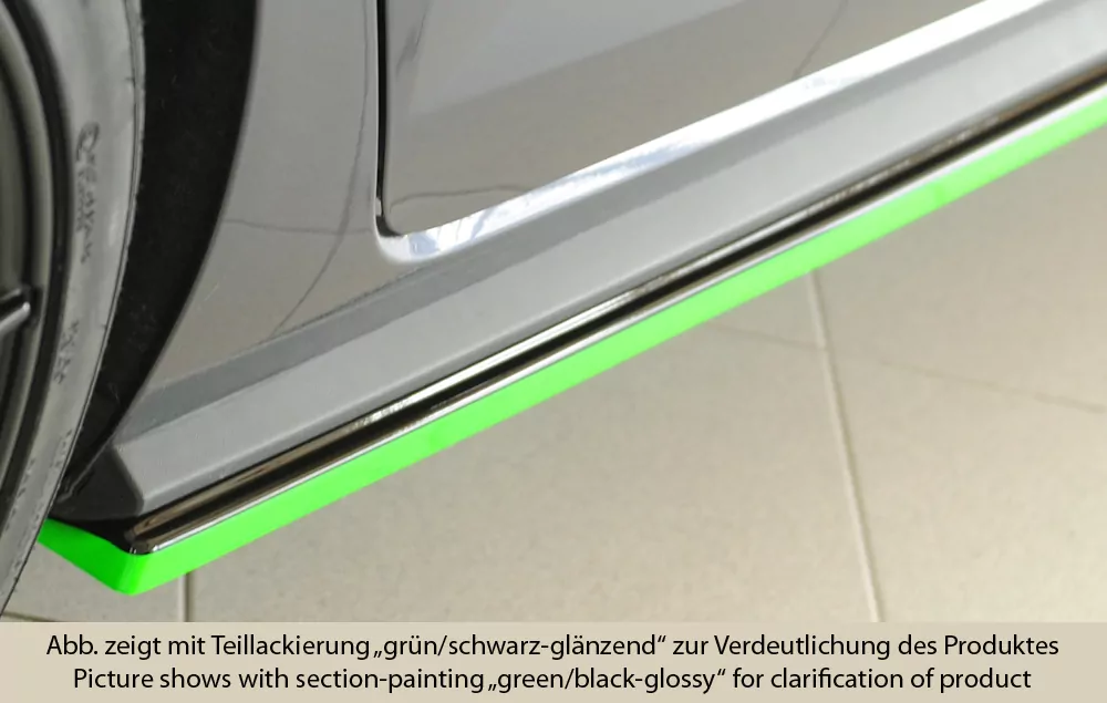 Rieger Seitenschweller rechts ansatz glanz schwarz für VW Polo (AW) R-Line 5-tür. 06.21- (ab Facelift)