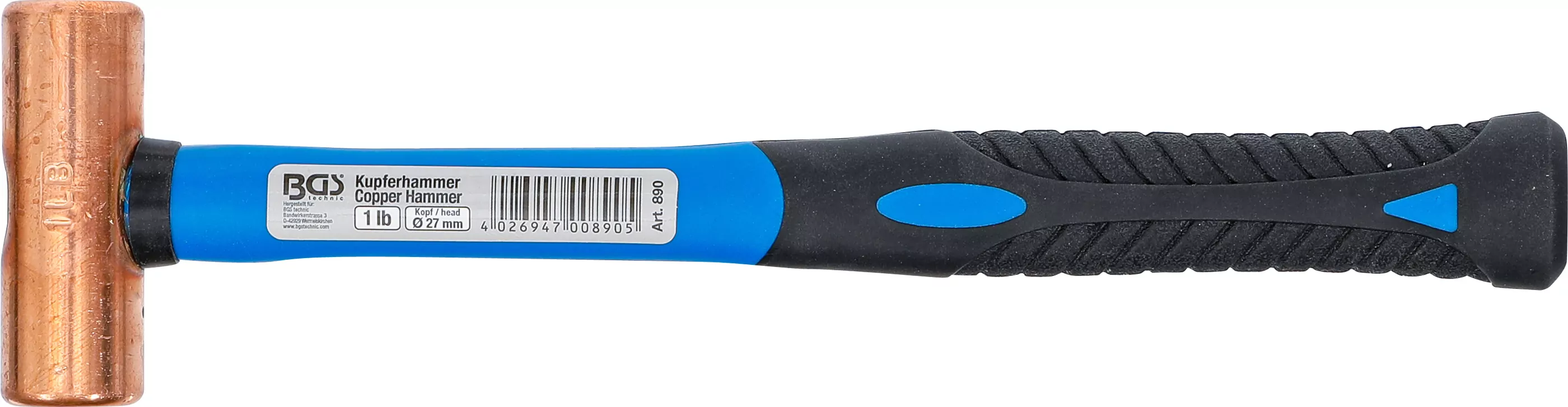 Kupferhammer | Fiberglasstiel | Ø 27 mm | 454 g (1 lb) - Kopf