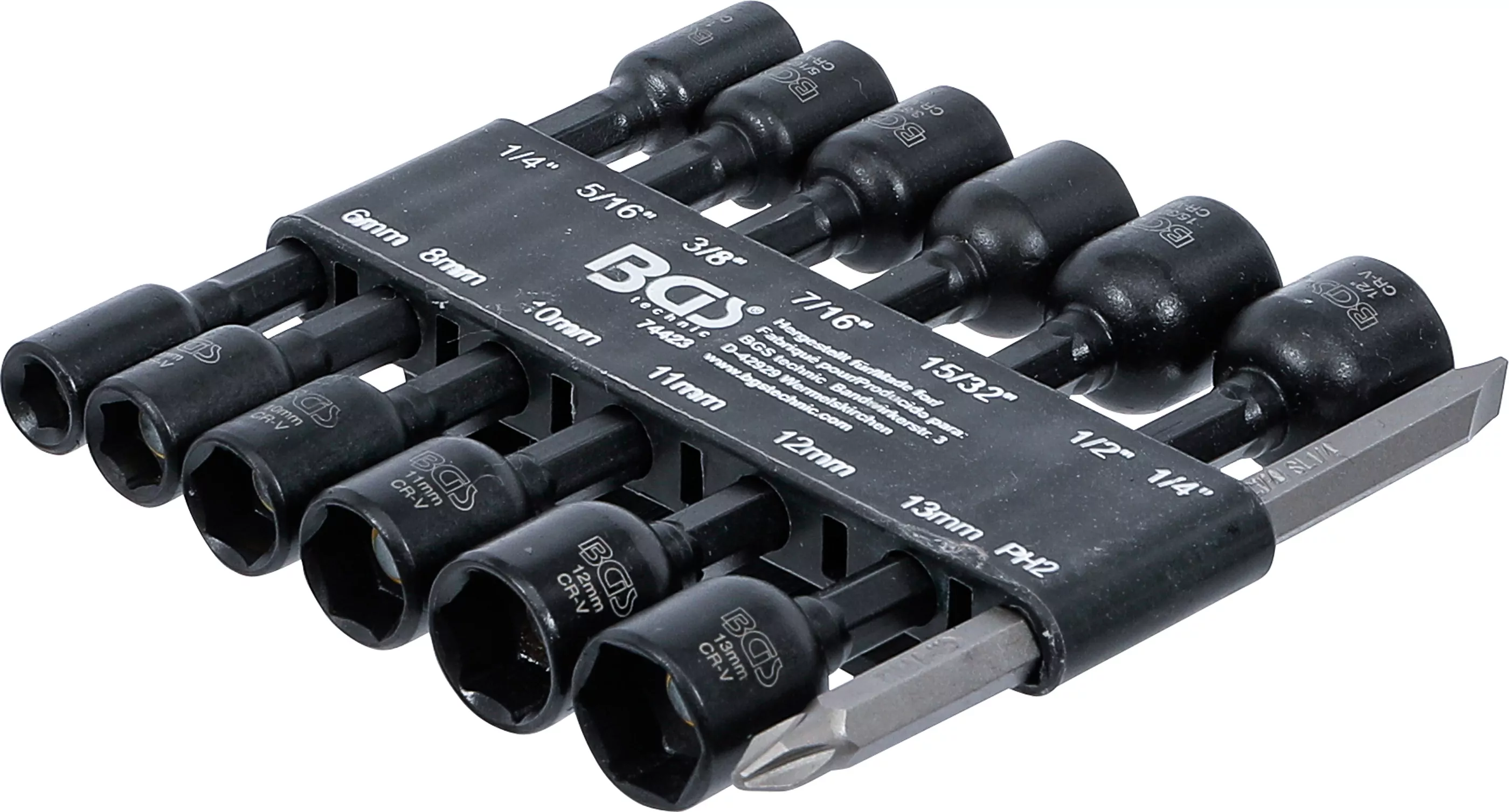 Steckschlüssel-Einsatz-Satz Sechskant | Antrieb Außensechskant 6,3 mm (1/4") | für Bohrmaschinen | SW 1/4 - 1/2", 6 - 13 mm | 14-tlg.