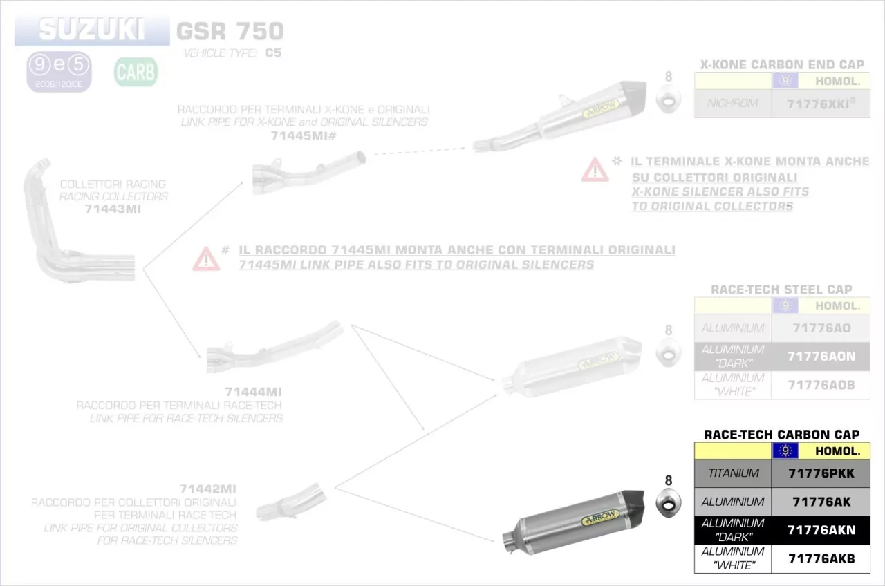 Arrow Race-Tech Aluminium Schwarz Suzuki GSR 750 11-14/GSX-S 750 17-20
