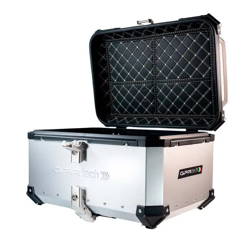 Topcase GPR TECH kompatibel mit Zontes 350 T2 ADV 2022/2023 e5 TOPCASE ALPI-TECH 55 LT SILBER Topcase aus Aluminium, silberfarbe