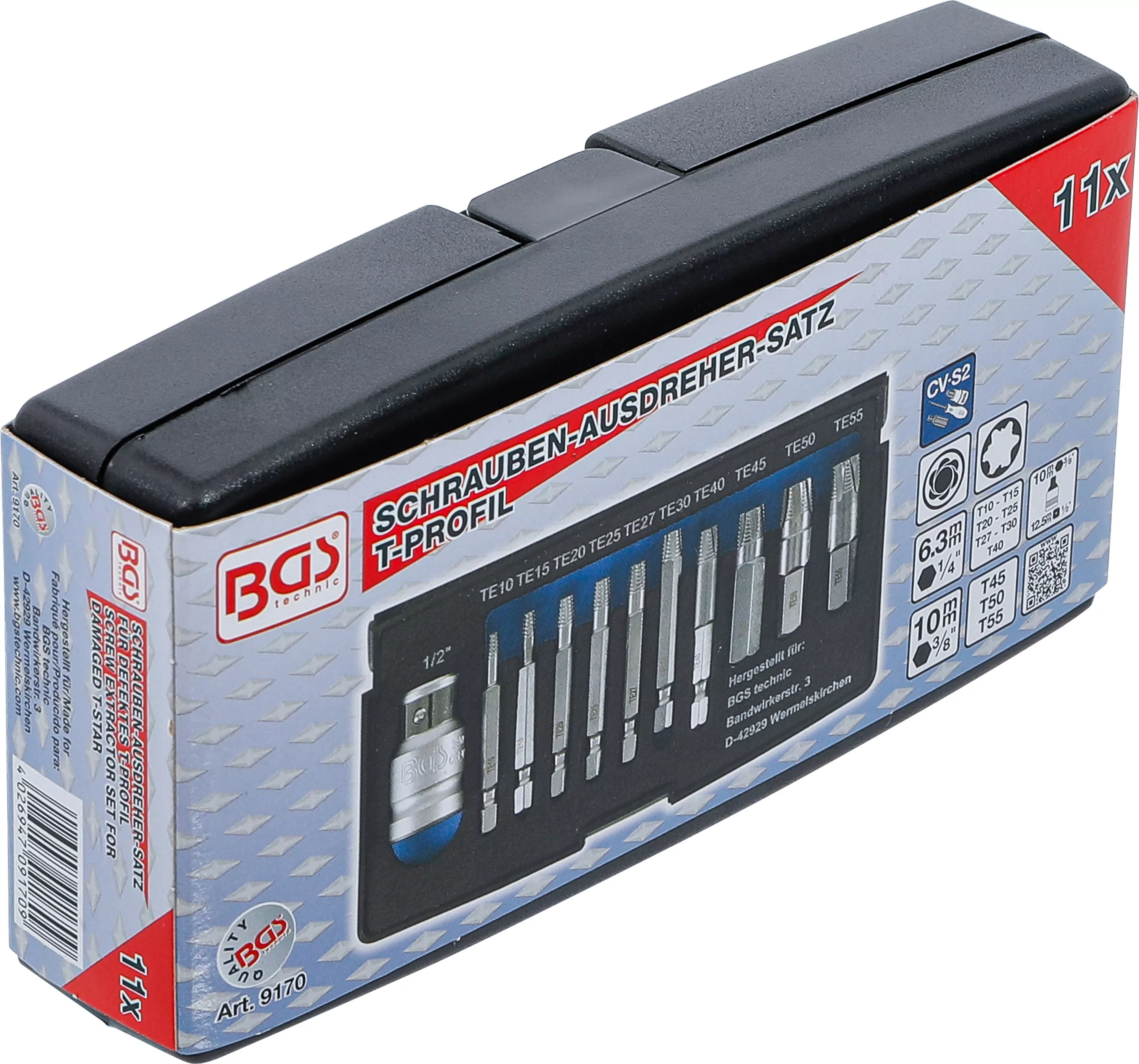 Schraubenausdreher-Satz | für defektes T-Profil (für Torx) T10 - T55 | 11-tlg.