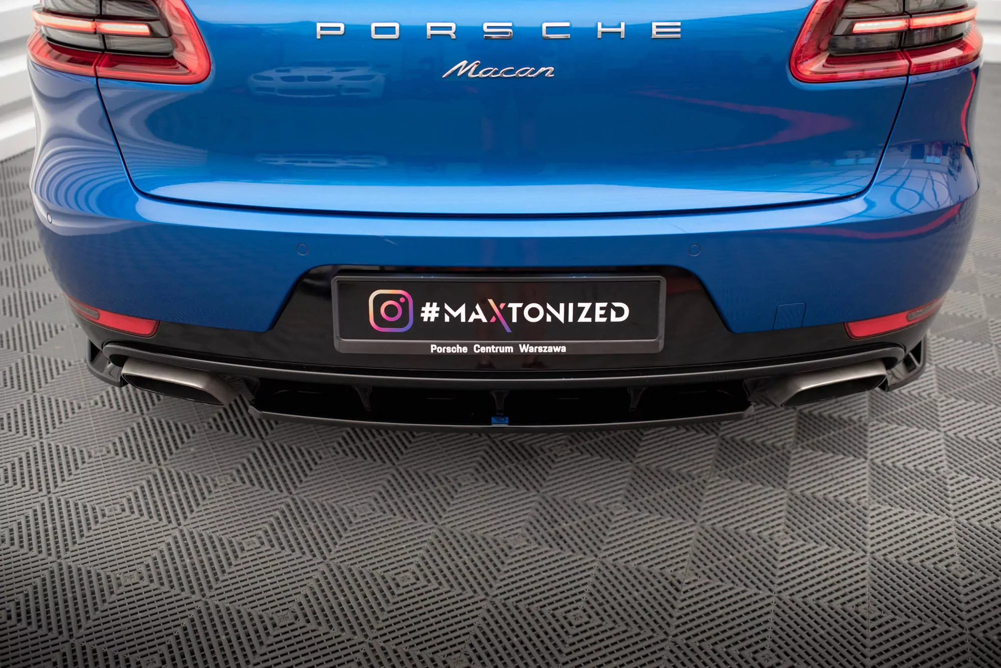 Mittlerer Diffusor Heck Ansatz Für Porsche Macan Mk1 Schwarz Hochglanz