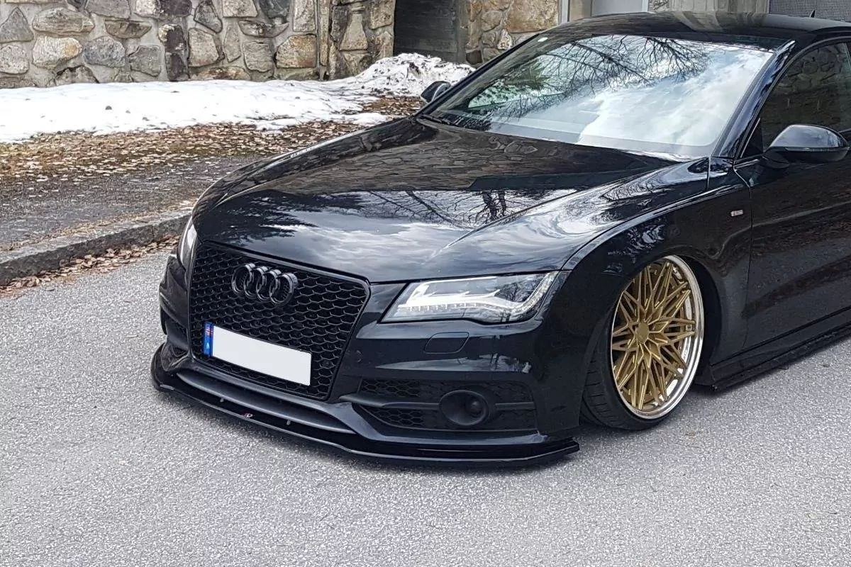 Front Ansatz Passend Für V.2 Passend Für Audi A7 Mk1 S-Line Schwarz Hochglanz Schwarz Hochglanz