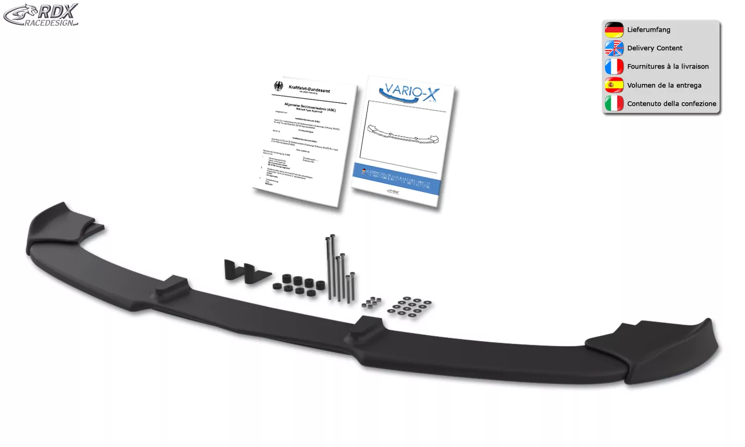 RDX Frontspoiler VARIO-X für MERCEDES C-Klasse W204 / S204 AMG-Styling -2011 (Passend an Fahrzeuge mit AMG-Stylingpaket Frontstoßstange) Frontlippe Front Ansatz Vorne Spoilerlippe
