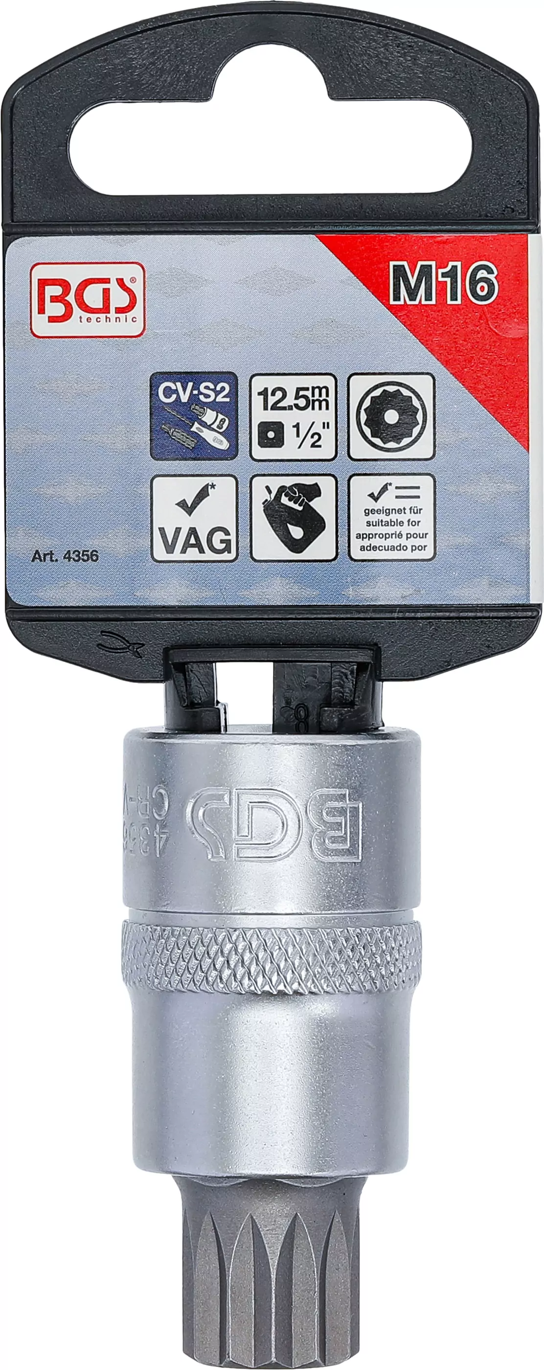 Bit-Einsatz | Antrieb Innenvierkant 12,5 mm (1/2") | Innenvielzahn (für XZN) mit Bohrung M16