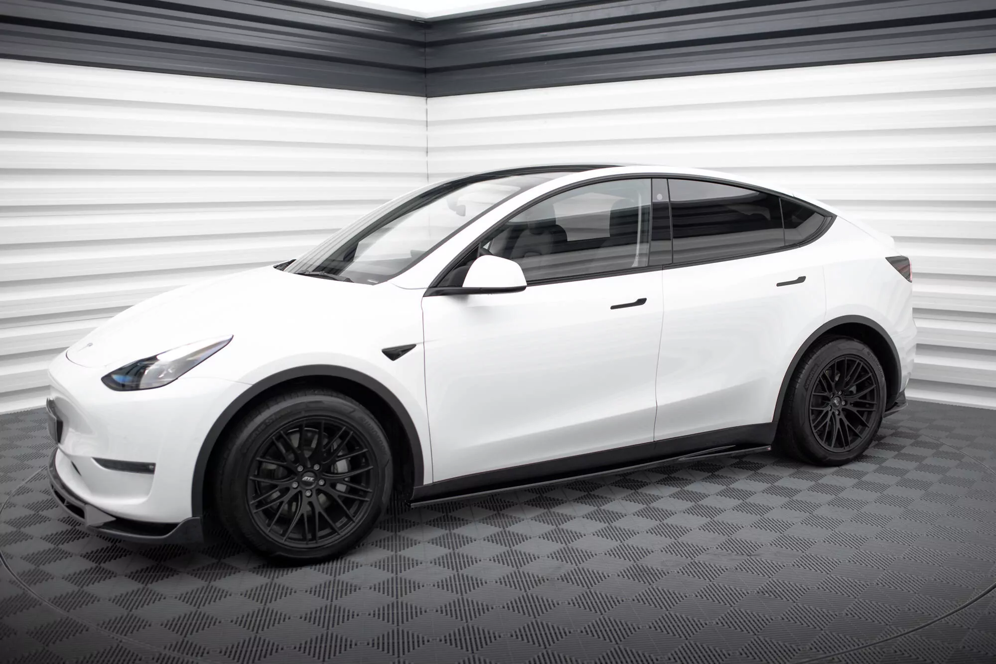 Seitenschweller Ansatz Für V.1 Für Tesla Model Y Schwarz Hochglanz