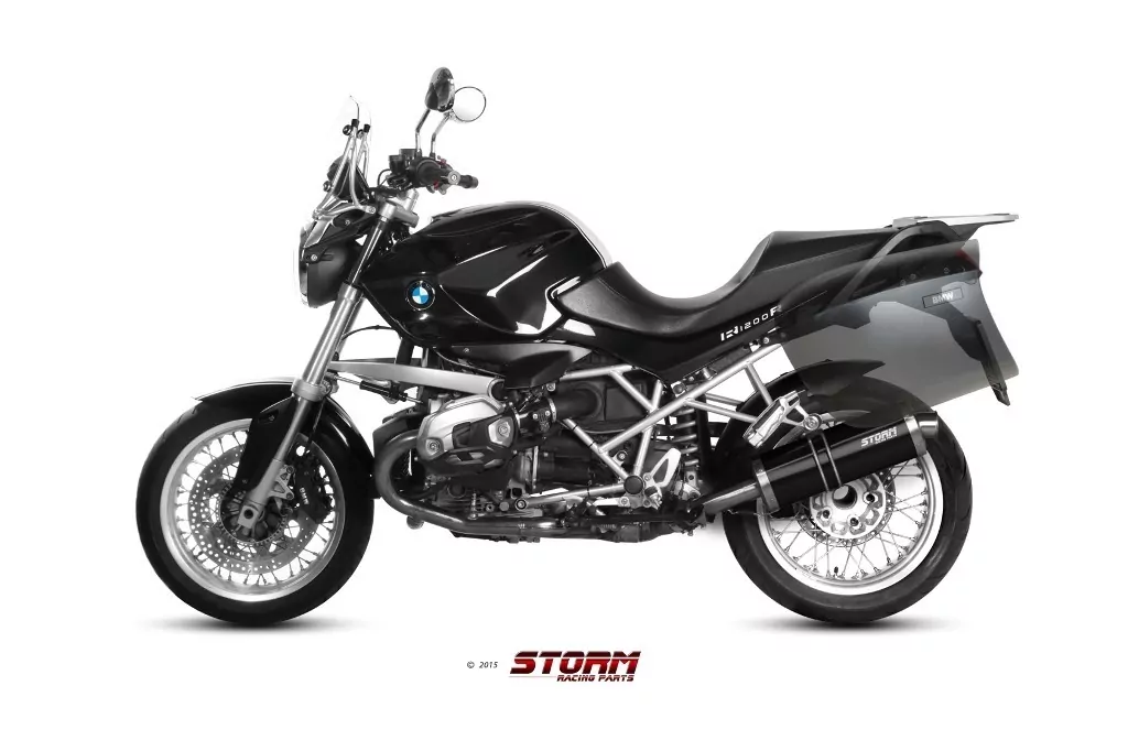 Storm Black SLIP-ON OVAL Edelstahl für BMW R 1200 R ´11/14