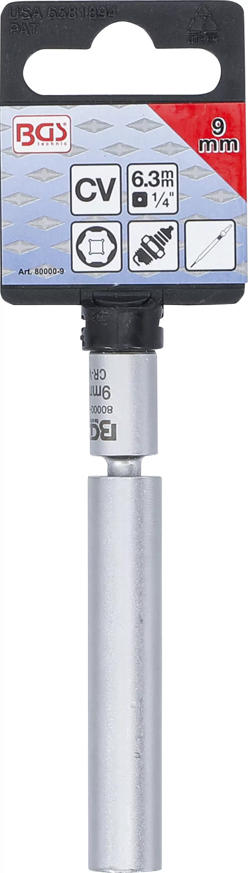 Glüh- und Zündkerzen-Gelenk-Einsatz | Antrieb Innenvierkant 6,3 mm (1/4") | SW 9 mm