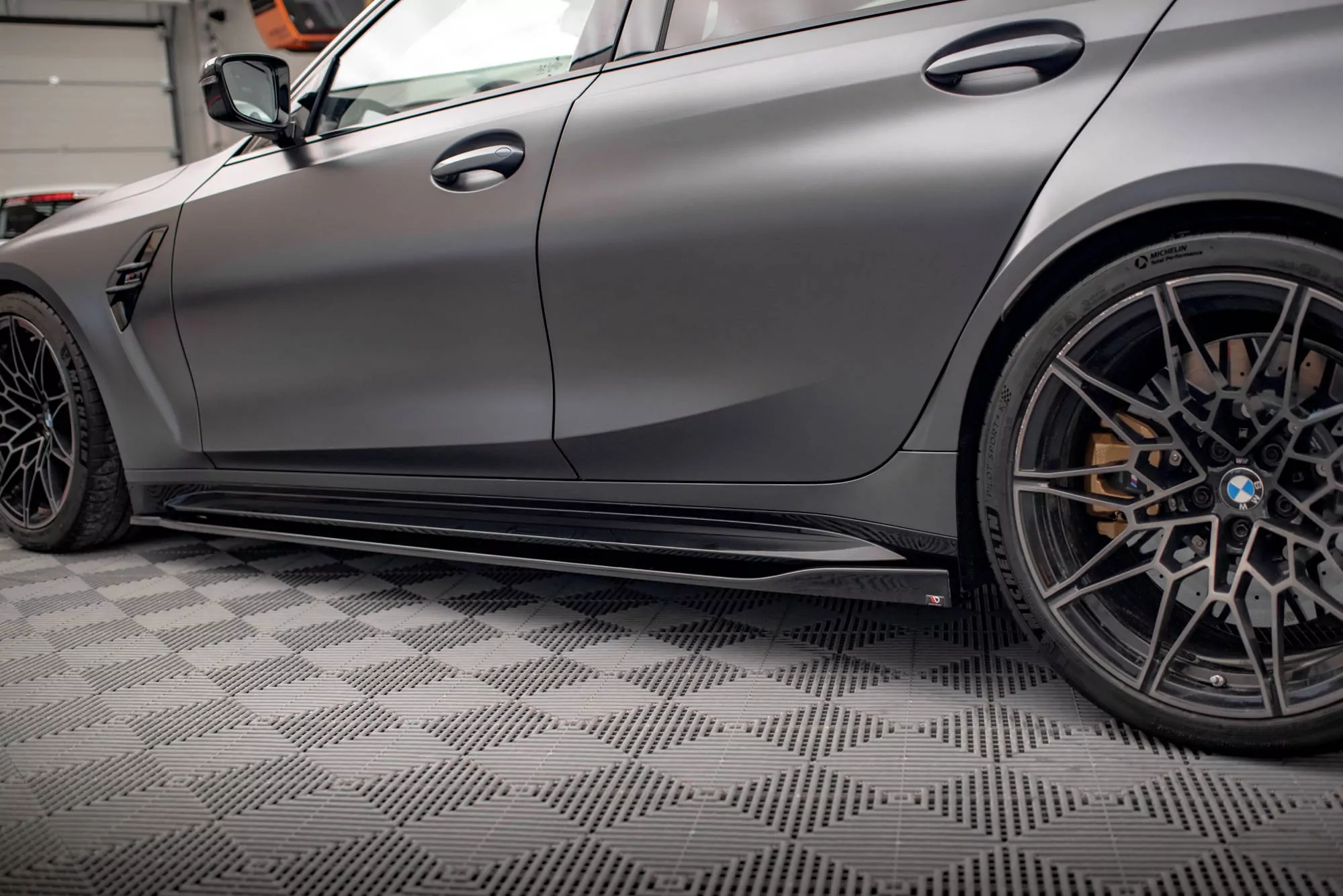 Seitenschweller Ansatz Für V.2 Für BMW M3 Limousine / Touring G80 / G81 Schwarz Hochglanz