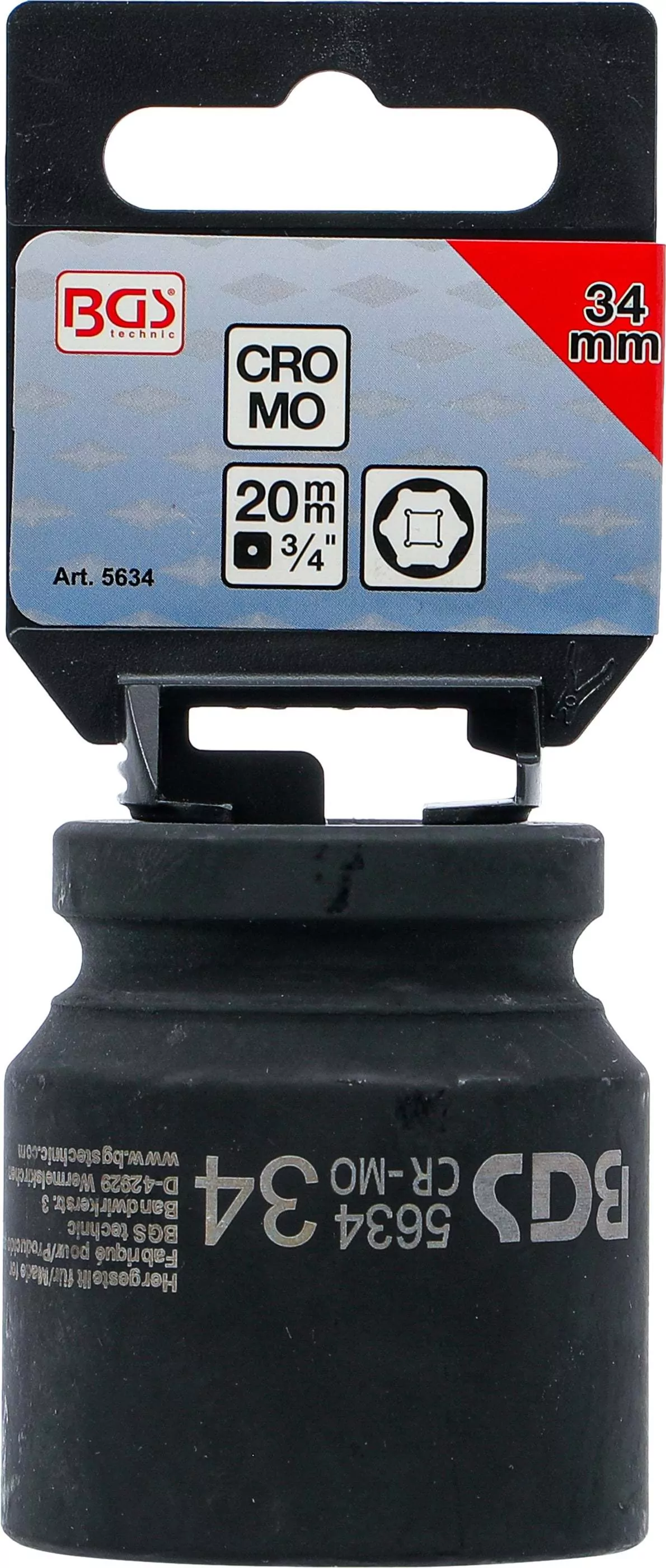 Kraft-Steckschlüssel-Einsatz Sechskant | Antrieb Innenvierkant 20 mm (3/4") | SW 34 mm