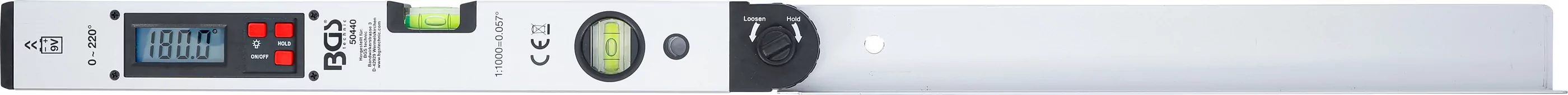 Digitaler LCD-Winkelmesser mit Wasserwaage | 450 mm