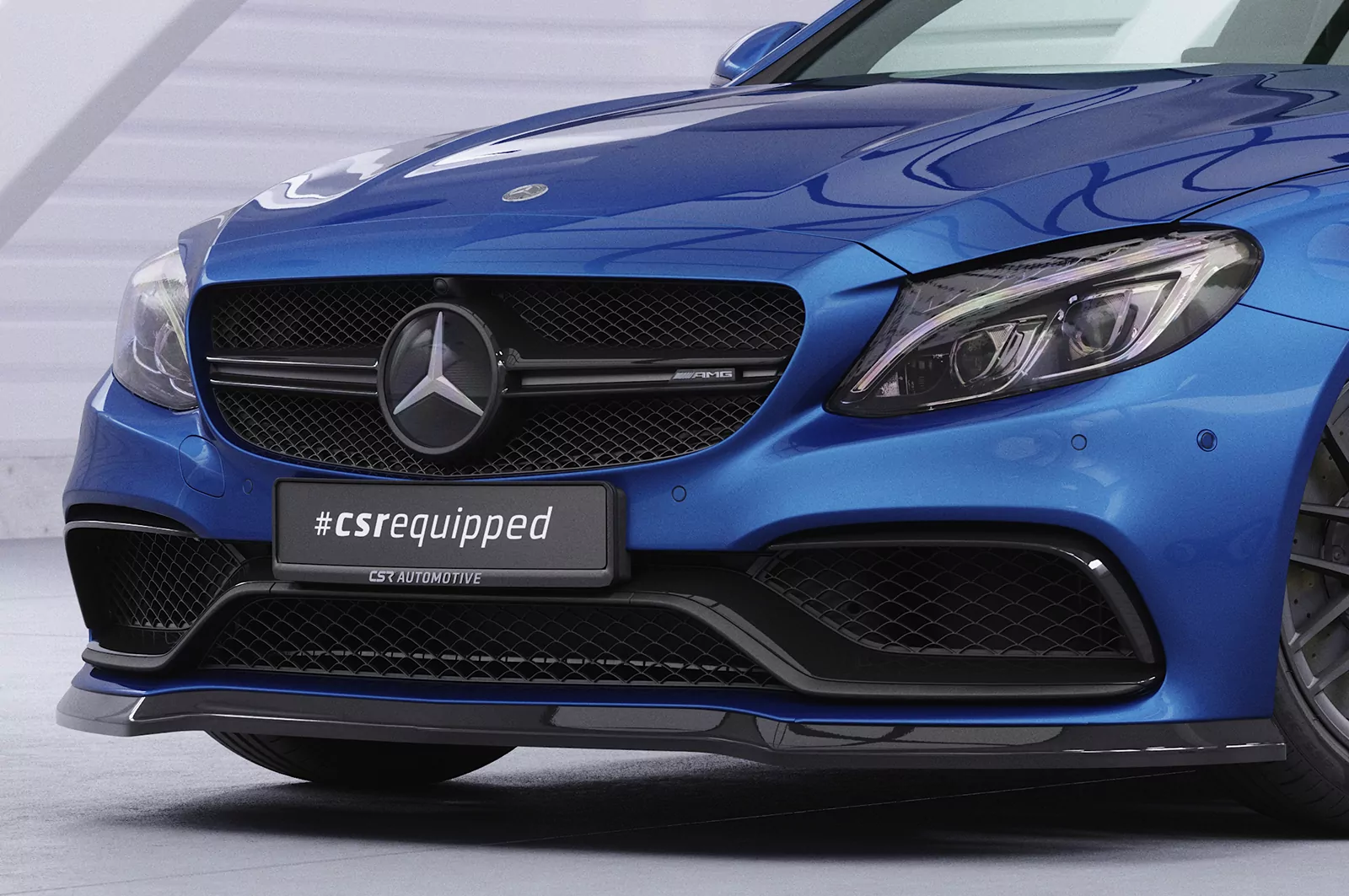 Cup-Spoilerlippe mit ABE für Mercedes C-Klasse 205 C63/C63S AMG CSL201 Strukturiert (schwarz matt)