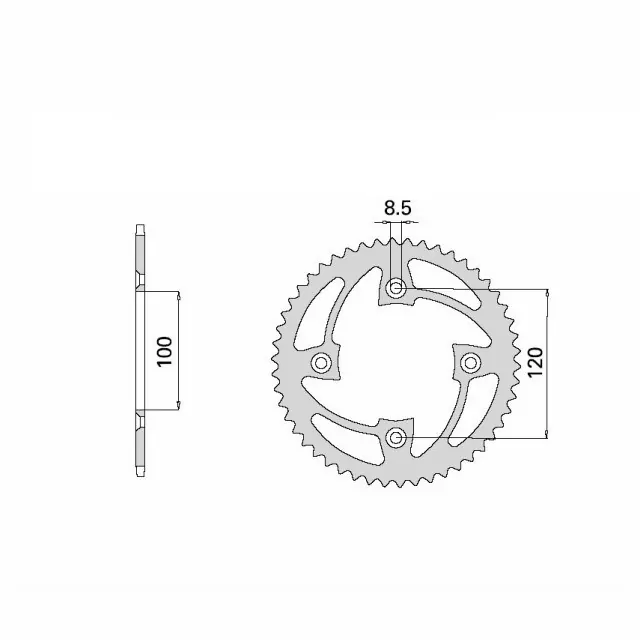 Kettenrad Stahl 63 Zähne Teilung 428