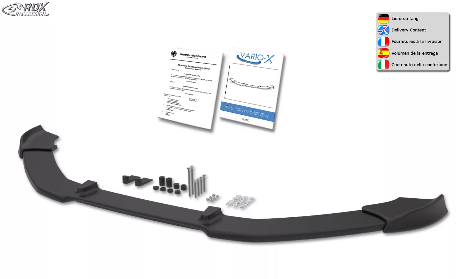 RDX Frontspoiler VARIO-X für FORD C-MAX Typ DXA Facelift 2015+ / Grand C-MAX Typ DXA Facelift 2015+ Frontlippe Front Ansatz Vorne Spoilerlippe