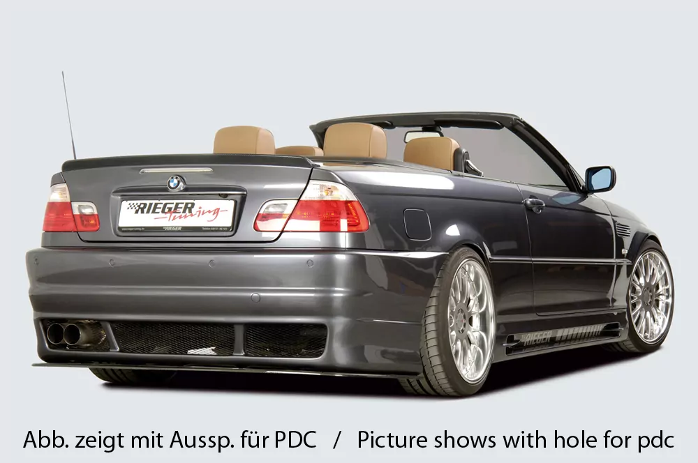 Rieger Heckschürze M3-Look für BMW 3er E46 | Lim. 02.98-12.01 (bis Facelift) -> Bei Dieselmodellen gerade Endrohre verwenden!