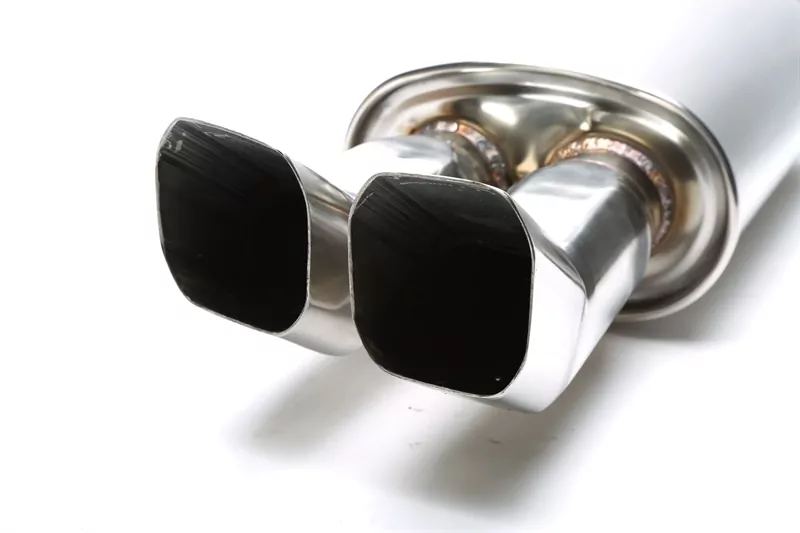 TA Technix Edelstahl Sportendschalldämpfer universal 2 x 85 x 70mm DTM scharf