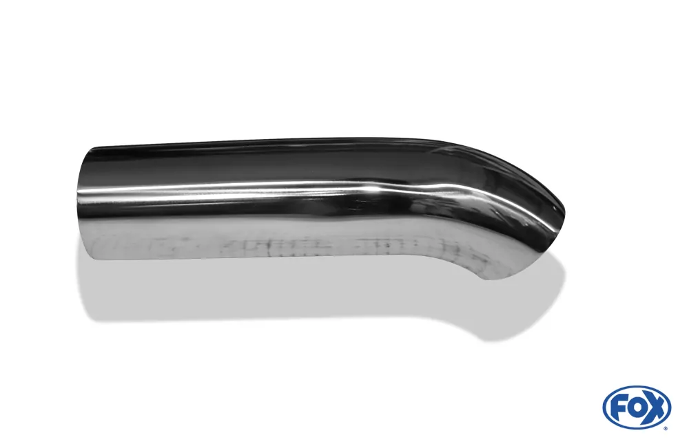 Anschweißendrohr Typ 28 zum Stecken Ø 63 mm / Länge: 180 mm / uneingerollt / 45° nach unten gebogen - Anschluss: 55mm