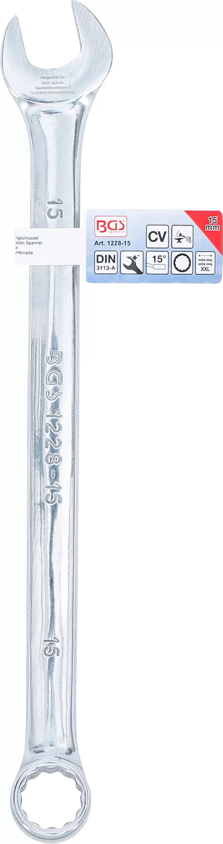 Maul-Ringschlüssel | extra lang | SW 15 mm