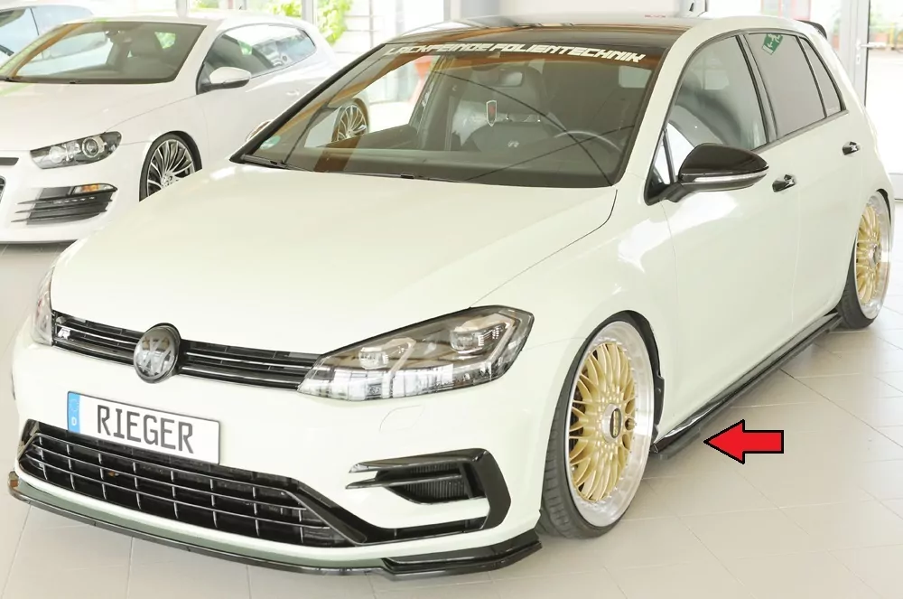 Rieger Seitenschweller links ansatz (ca. 19mm) matt schwarz für VW Golf 7 R-Line 5-tür. 02.17- (ab Facelift)