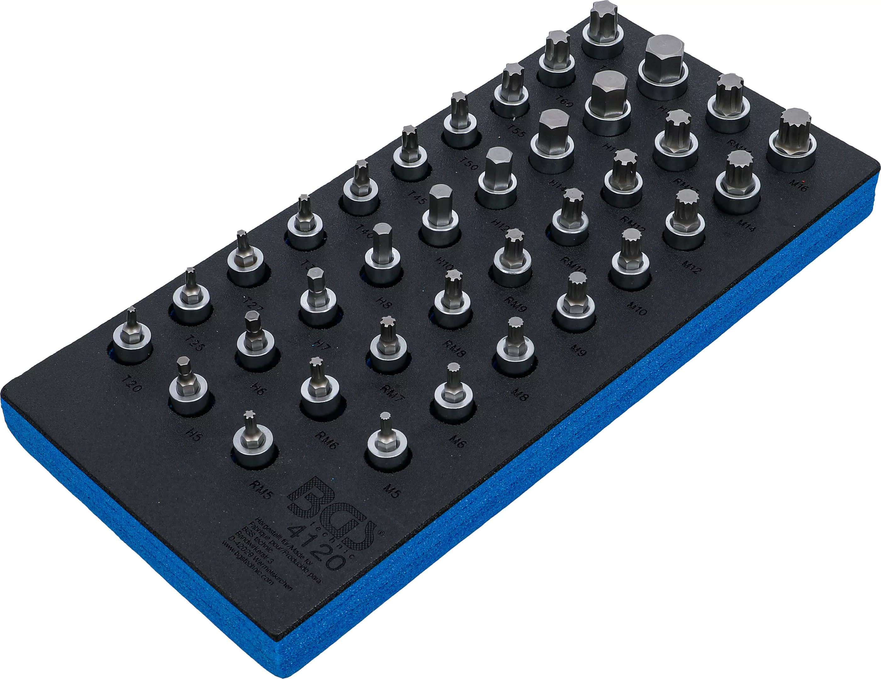 Werkstattwageneinlage 1/3: Bit-Einsatz-Satz | Antrieb Innenvierkant 12,5 mm (1/2") | Innensechskant, T-Profil (für Torx), Innenvielzahn (für XZN), Keil-Profil (für RIBE) | 36-tlg.