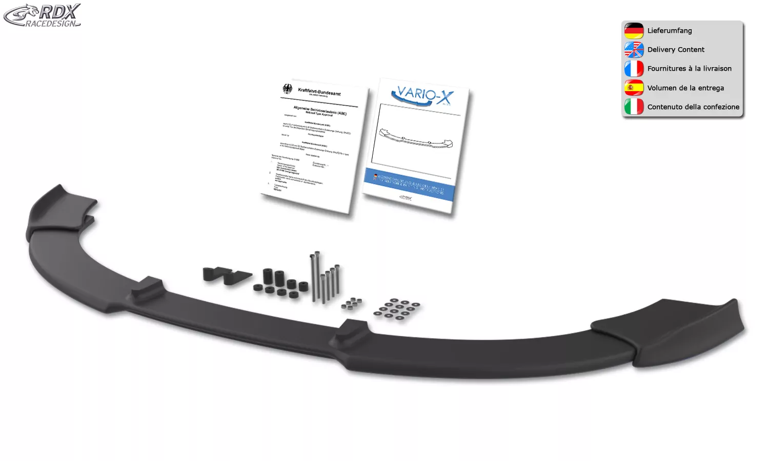 RDX Frontspoiler VARIO-X für AUDI A8 D3 / 4E -2005 (Alle, incl. W12 bzw. S8) Frontlippe Front Ansatz Vorne Spoilerlippe