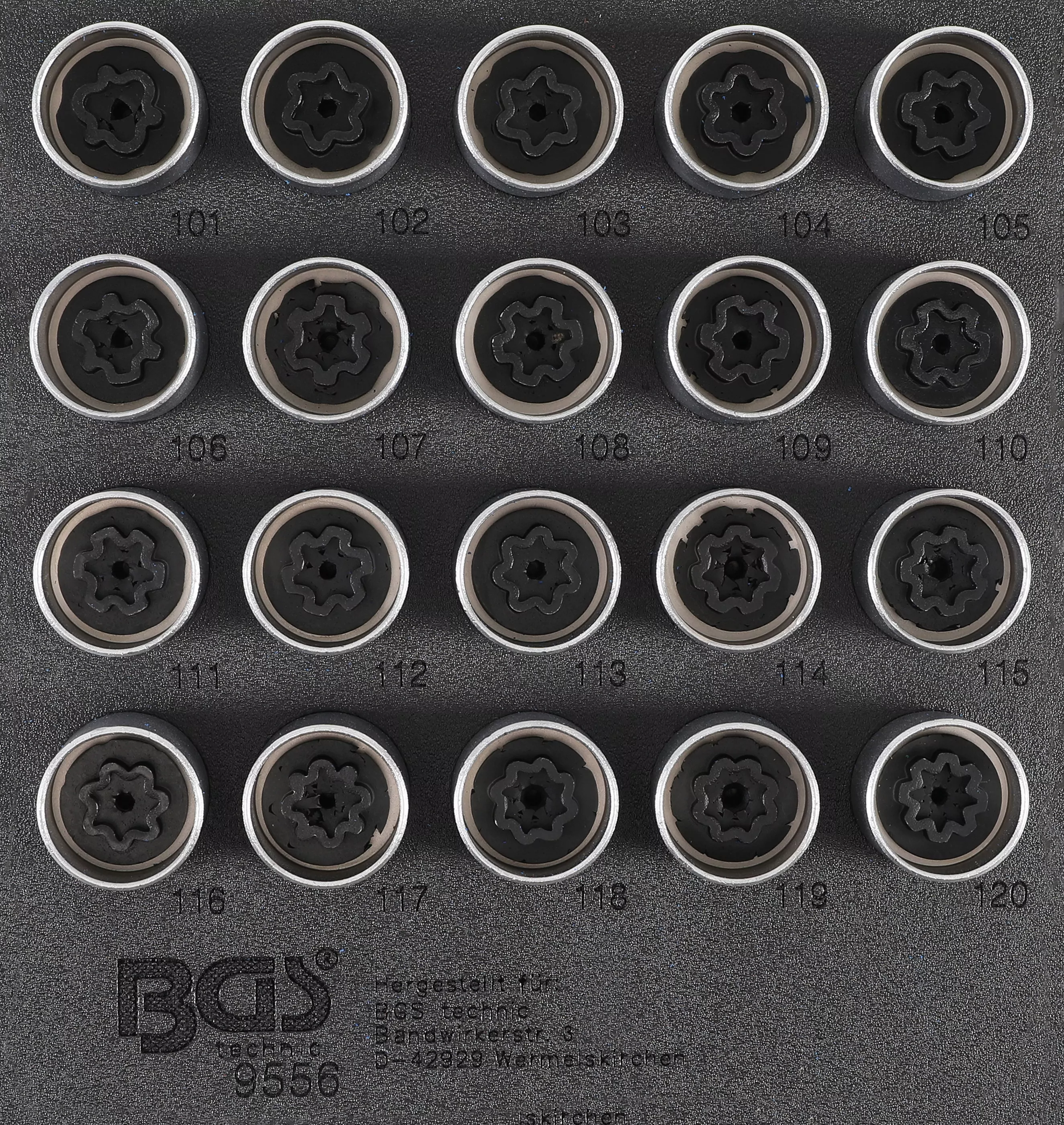 Werkstattwageneinlage 1/6: Felgenschloss-Werkzeug-Satz für Opel (Typ A) | 20-tlg.