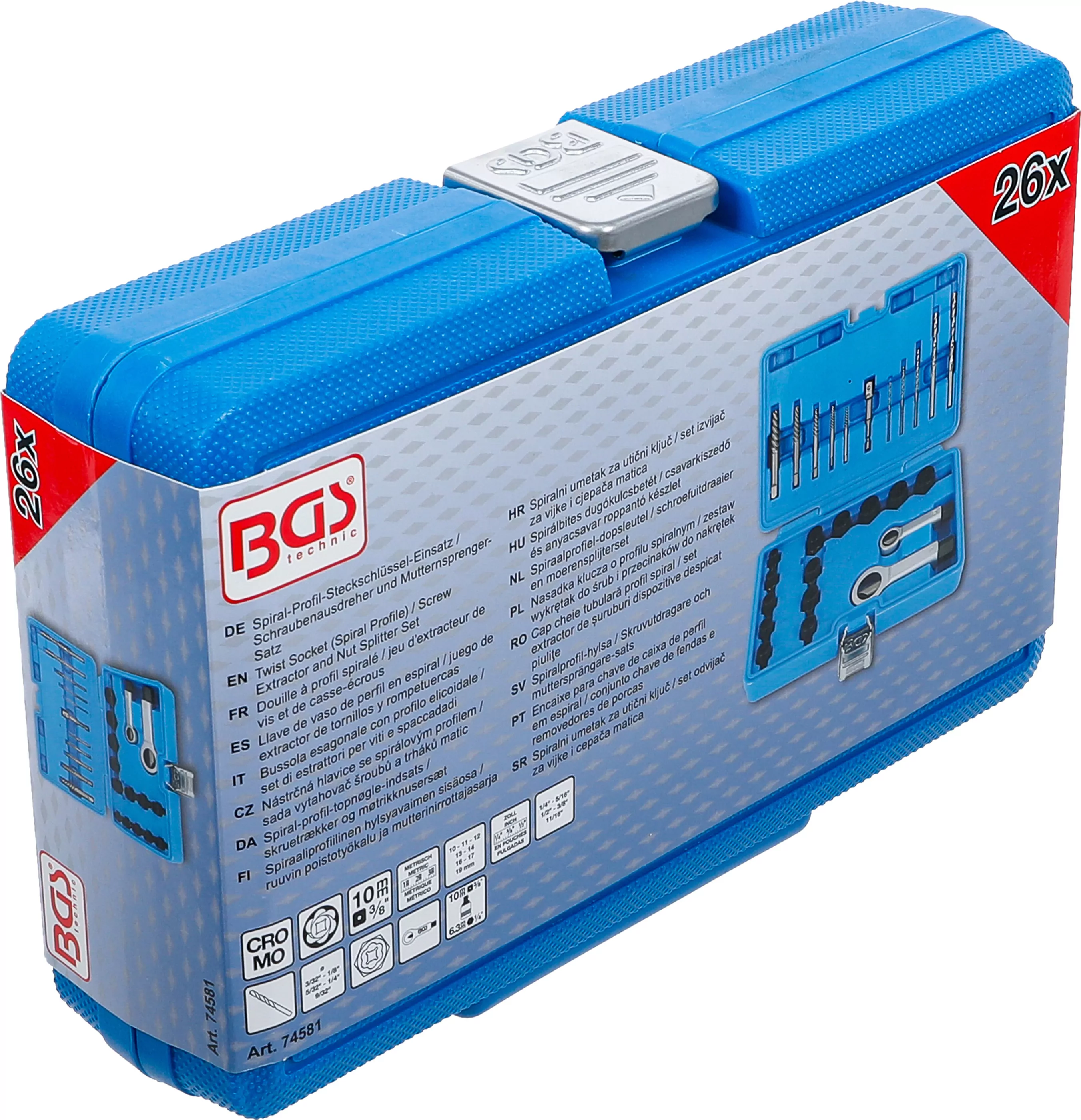 Spiral-Profil-Steckschlüssel-Einsatz / Schraubenausdreher und Mutternsprenger-Satz | 26-tlg.