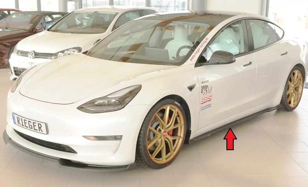 Rieger Seitenschweller links ansatz matt schwarz für Tesla Model 3  (003)  10.23- (ab Facelift)